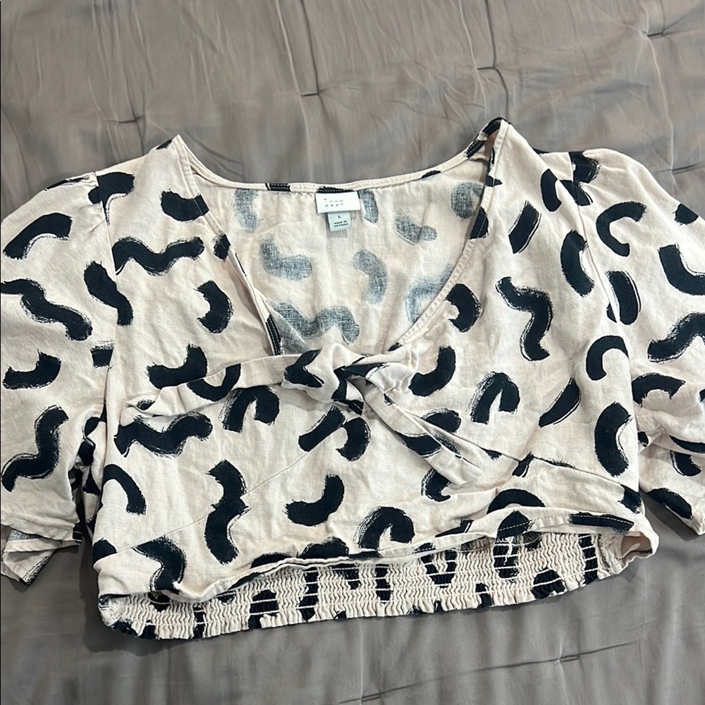 A New Day Black and Cream Patterned Blouse